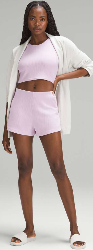 Lululemon Ribbed Softstreme High-Rise Short 2" Inseam Lavender Frost Sz 4