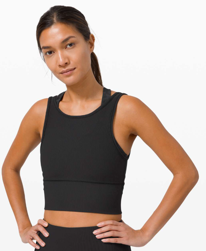Lululemon Power Pivot Tank Top Rib Black Size 8 Brand New