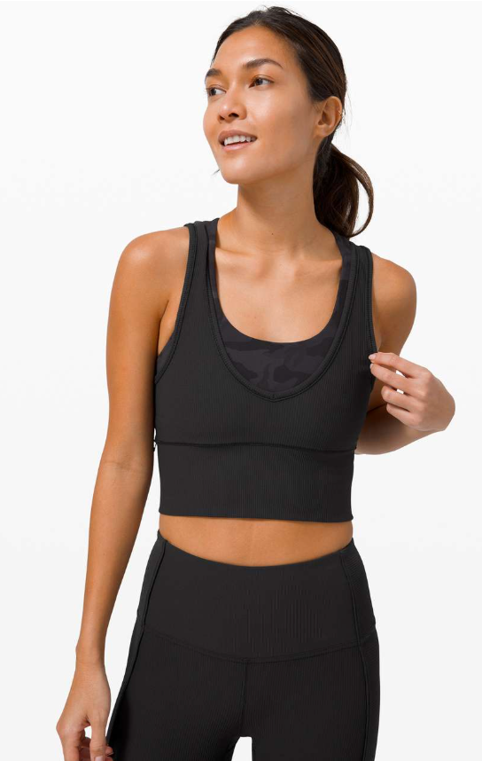 Lululemon Power Pivot Tank Top Rib Black Size 8 Brand New