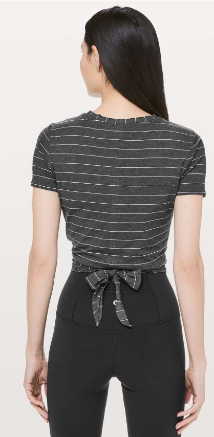 Lululemon Time To Restore Short Sleeve Stripe Heathered Black White Size 4 Brand New