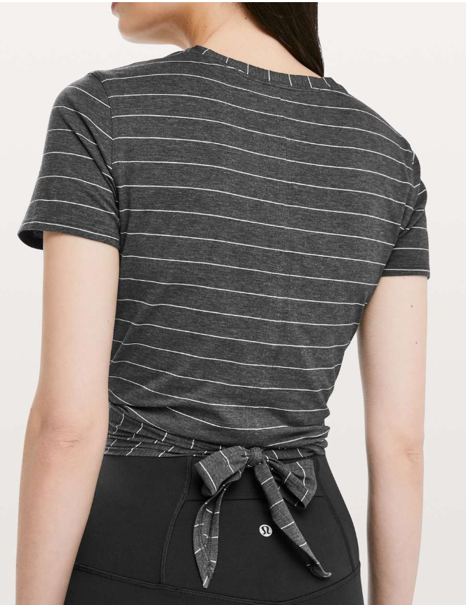 Lululemon Time To Restore Short Sleeve Stripe Heathered Black White Size 4 Brand New