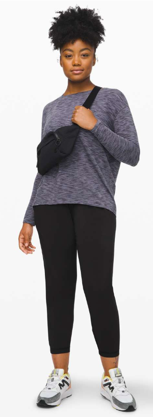 Lululemon Back In Action Long Sleeve Space Dye Black/Dark Shadow Size 10 Brand New