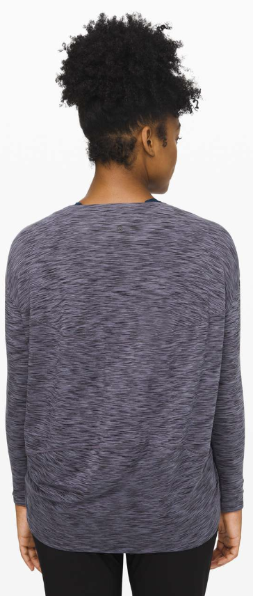 Lululemon Back In Action Long Sleeve Space Dye Black/Dark Shadow Size 10 Brand New