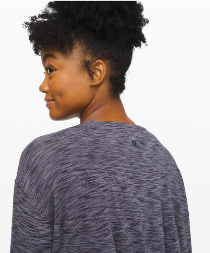 Lululemon Back In Action Long Sleeve Space Dye Black/Dark Shadow Size 10 Brand New