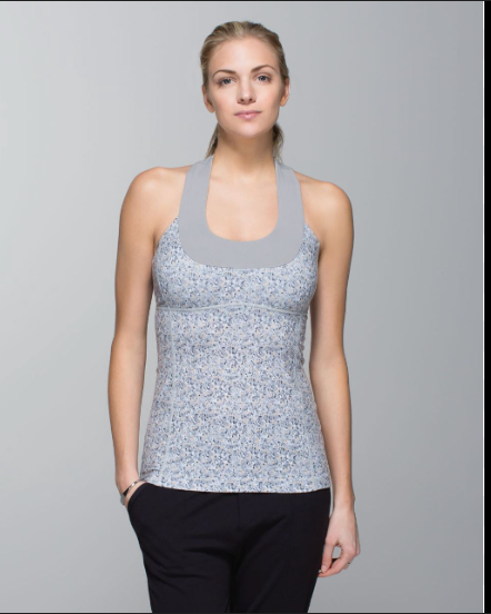Lululemon Scoop Neck Tank Petite Fleur Silver Spoon/Ambient Grey Sz 6