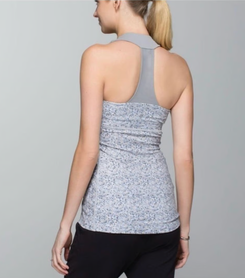 Lululemon Scoop Neck Tank Petite Fleur Silver Spoon/Ambient Grey Sz 6