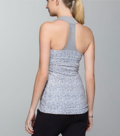 Lululemon Scoop Neck Tank Petite Fleur Silver Spoon/Ambient Grey Sz 6