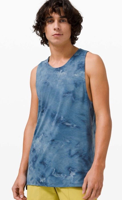 Lululemon Always Agile MENS TANK Diamond Dye True navy Chambray Sz Med/Lrg