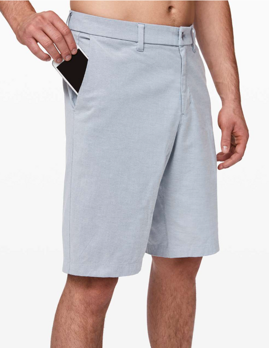 Lululemon Commission Short Qwick Oxford 11" Inseam Relaxed Oasis Blue/Dawn Blue Sz 32"