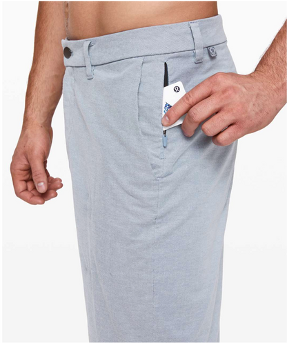 Lululemon Commission Short Qwick Oxford 11" Inseam Relaxed Oasis Blue/Dawn Blue Sz 32"