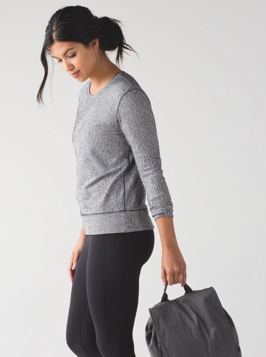 Lululemon Rush Hour Long Sleeve Pullover Running Luan Spray Jacquard White Black Sz 6