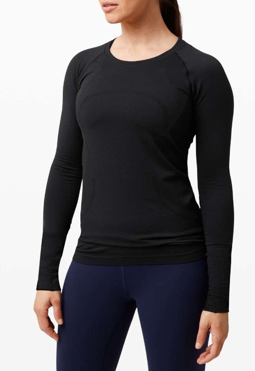 Lululemon Swiftly Tech Long Sleeve Top Black Sz 12 Brand New Without Tag