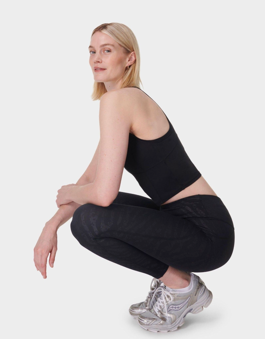 Sweaty Betty Chrome Black Full Length All Day 7/8 Embossed Leggings Chrome Black Sz 4/6