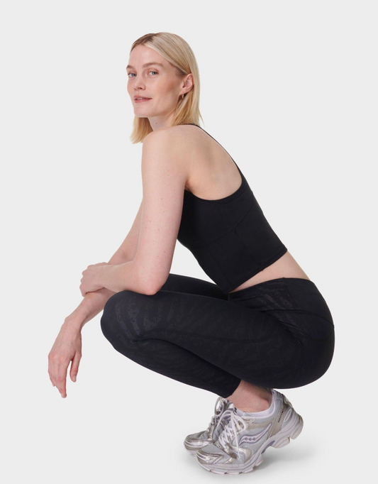 Sweaty Betty Chrome Black Full Length All Day 7/8 Embossed Leggings Chrome Black Sz 4/6