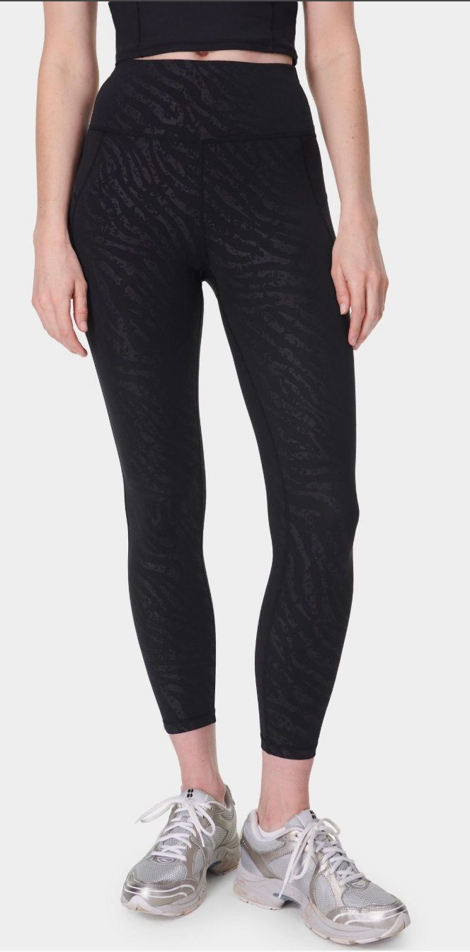 Sweaty Betty Chrome Black Full Length All Day 7/8 Embossed Leggings Chrome Black Sz 4/6