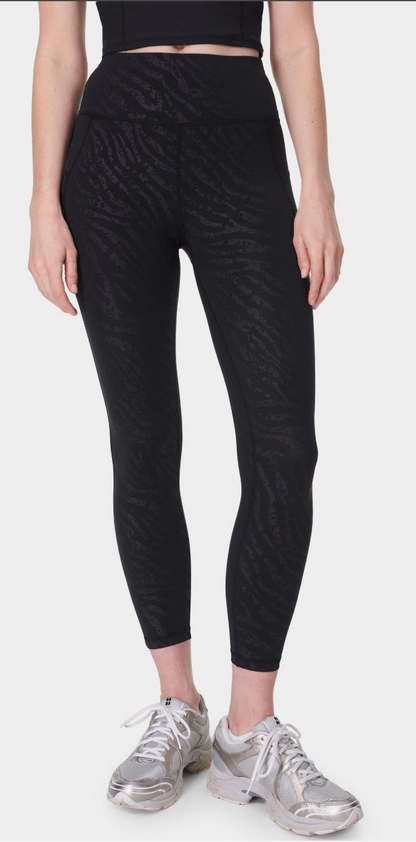 Sweaty Betty Chrome Black Full Length All Day 7/8 Embossed Leggings Chrome Black Sz 4/6