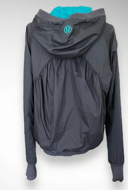 LULULEMON Women's Swell Reversible Hooded‎ Jacket RARE Graphite Grey/Hawaiian Blue Sz 10