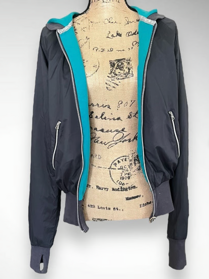 LULULEMON Women's Swell Reversible Hooded‎ Jacket RARE Graphite Grey/Hawaiian Blue Sz 10