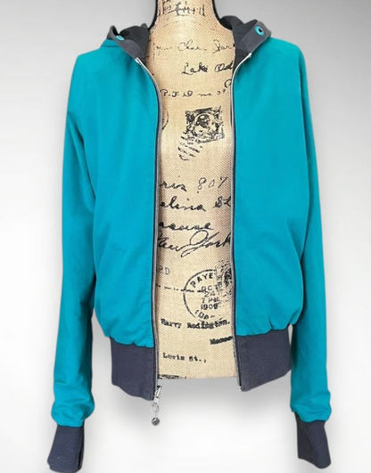 LULULEMON Women's Swell Reversible Hooded‎ Jacket RARE Graphite Grey/Hawaiian Blue Sz 10