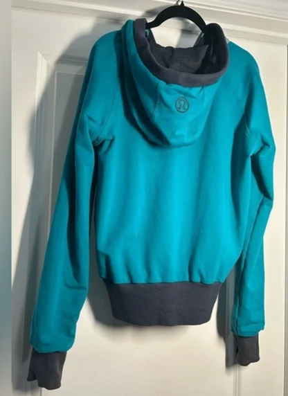 LULULEMON Women's Swell Reversible Hooded‎ Jacket RARE Graphite Grey/Hawaiian Blue Sz 10