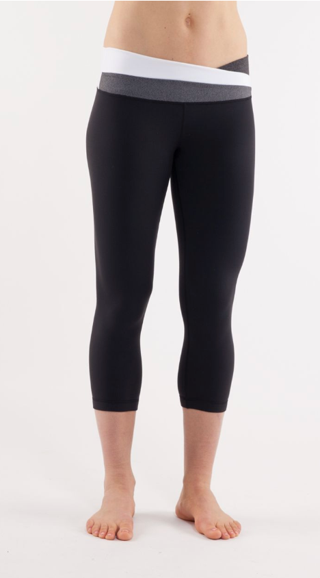 Lululemon Astro Wunder Under 21" Inseam Crop Black/Heathered Black/White Sz 6