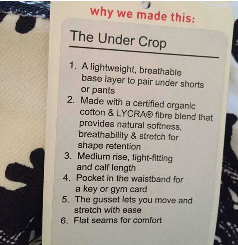 Lululemon The Under Crop 19" Inseam Laceoflage Polar Cream Black Sz 6