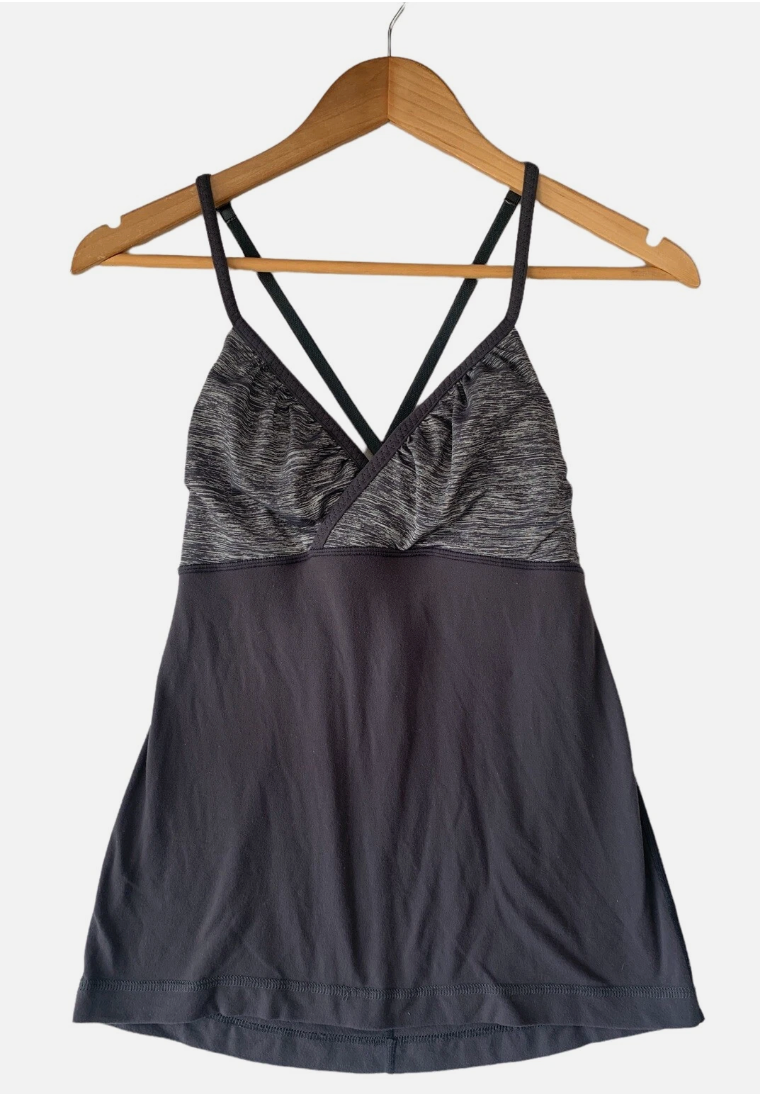 Lululemon Embrace Tank CrissCross Adjustable Back Slate Grey/Heathered Grey Sz 6