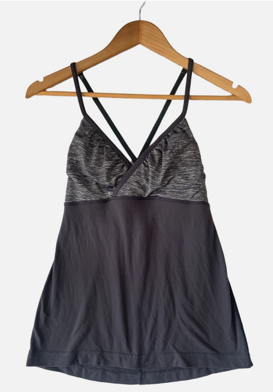 Lululemon Embrace Tank Criss Cross Adjustable Back Slate Grey/Heathered Grey Sz 6