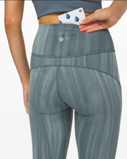 Lululemon In Movement Tights 25" Inseam Linear Spray Dye White Deep Ocean Sz 6 Brand New