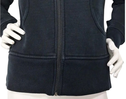 Lululemon Scuba Hoodie Full Zip Jacket Black/White Chenille logo Sz 10