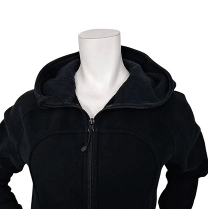 Lululemon Scuba Hoodie Full Zip Jacket Black/White Chenille logo Sz 10