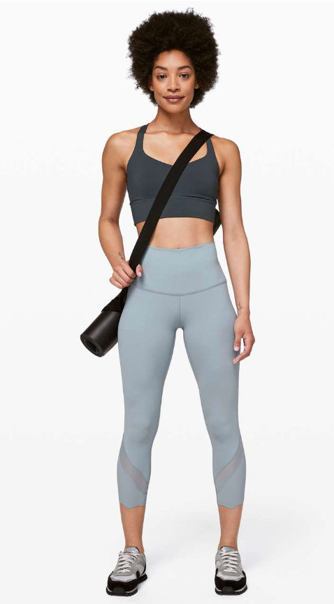 Lululemon Wunder Under Crop II Roll Down Scallop 24" Inseam Chambray Sz 6