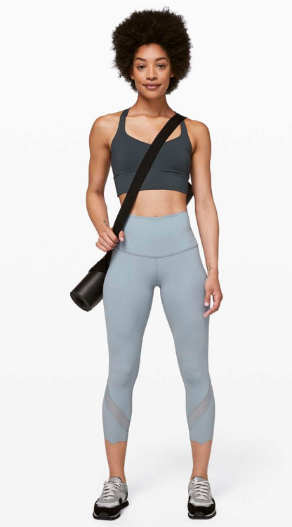 Lululemon Wunder Under Crop II Roll Down Scallop 24" Inseam Chambray Sz 6