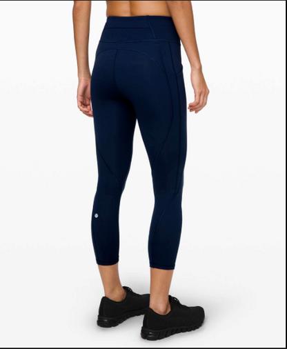 Lululemon Time To Sweat Crop Leggings 23" Inseam True Navy Sz 6