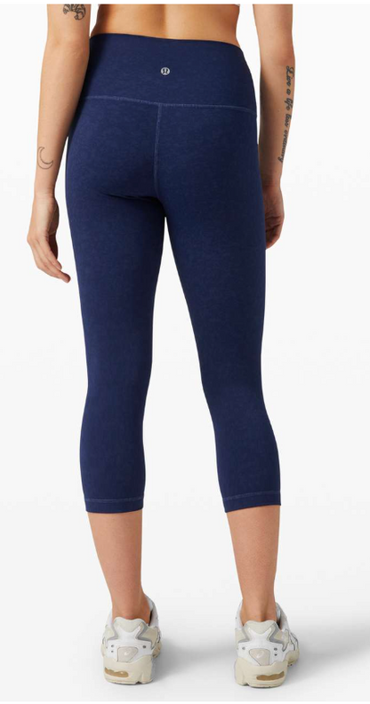Lululemon Wunder Under Crop High-Rise 21" Inseam Indigo Spray Mineral Blue Sz 6 Brand New
