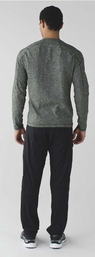 Lululemon Surge Long Sleeve Henley Heathered Gator Green Sz Medium