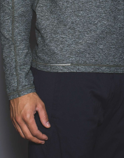 Lululemon Surge Long Sleeve Henley Heathered Gator Green Sz Medium