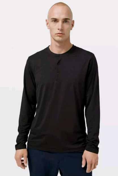 Lululemon Men's The Fundamental Long Sleeve Henley Black SZ Medium