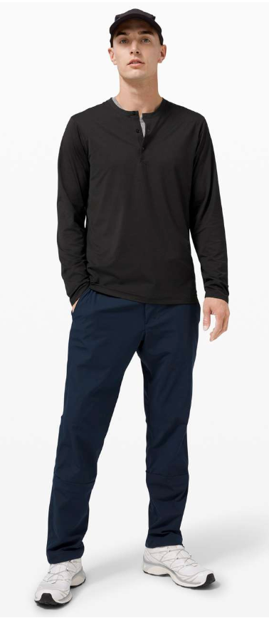 Lululemon Men's The Fundamental Long Sleeve Henley Black SZ Medium