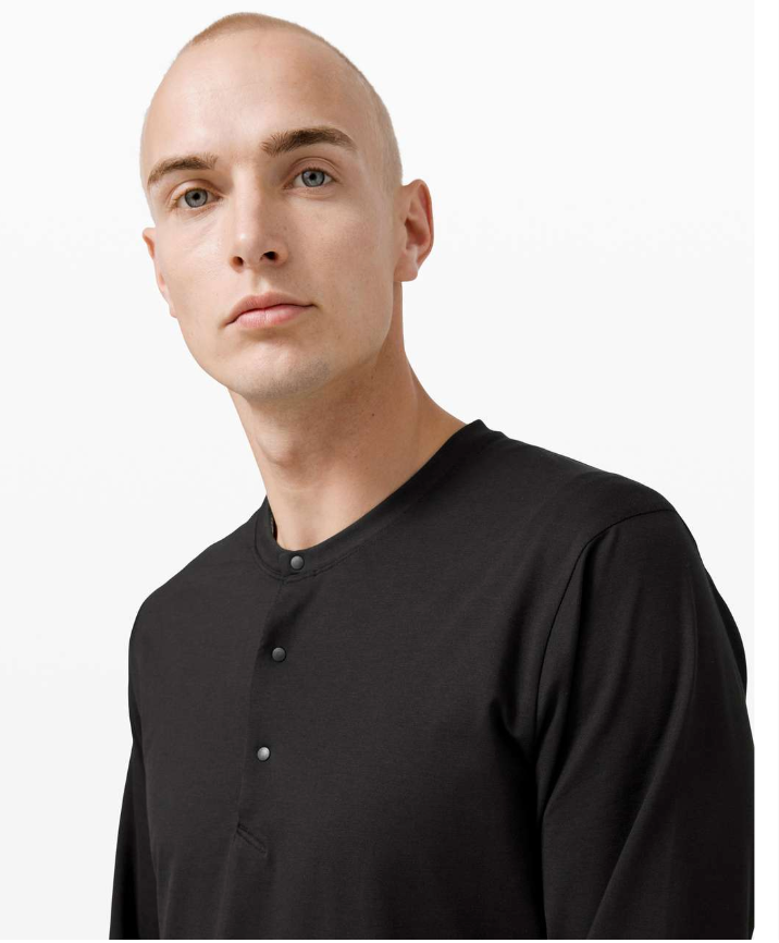 Lululemon Men's The Fundamental Long Sleeve Henley Black SZ Medium