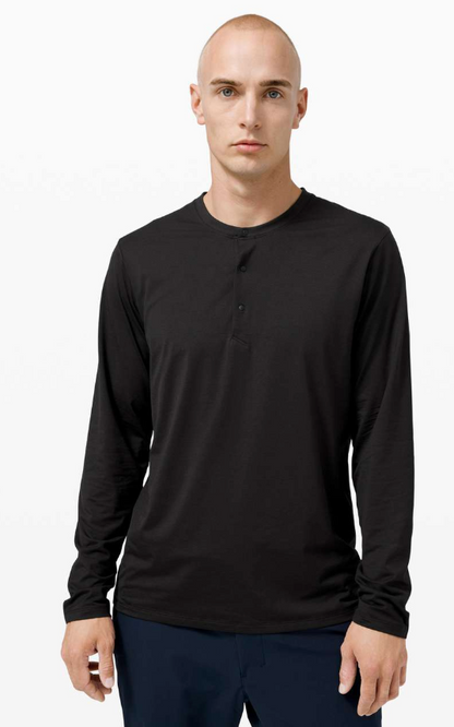 Lululemon Men's The Fundamental Long Sleeve Henley Black SZ Medium