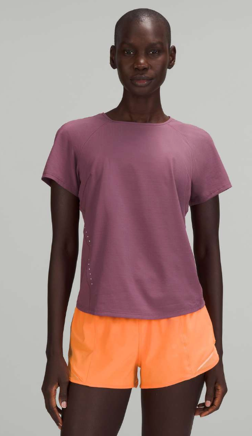 Lululemon Lightweight Stretch Run Short Sleeve Shirt Vintage Plum Sz 10