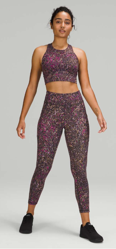 Lululemon Wunder Train Long-Line Bra Medium Support C/D Cups Topography Multi SZ 6