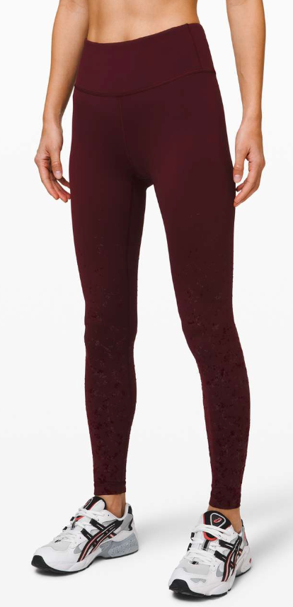 Lululemon RARE Speed Wunder Mid-Rise Tight 28" Inseam Speckle Shine Garnet/Garnet Sz 6