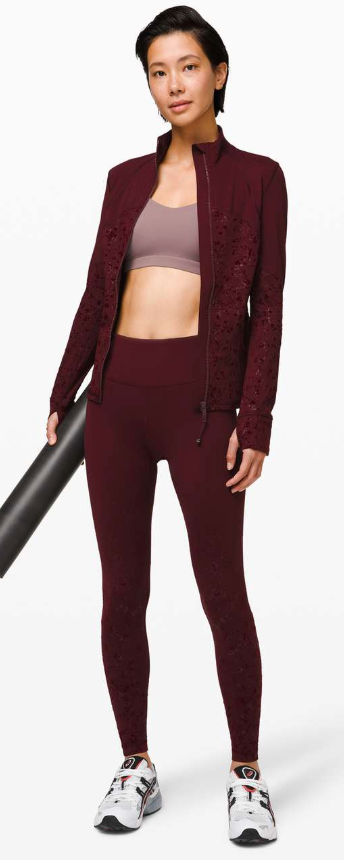 Lululemon RARE Speed Wunder Mid-Rise Tight 28" Inseam Speckle Shine Garnet/Garnet Sz 6