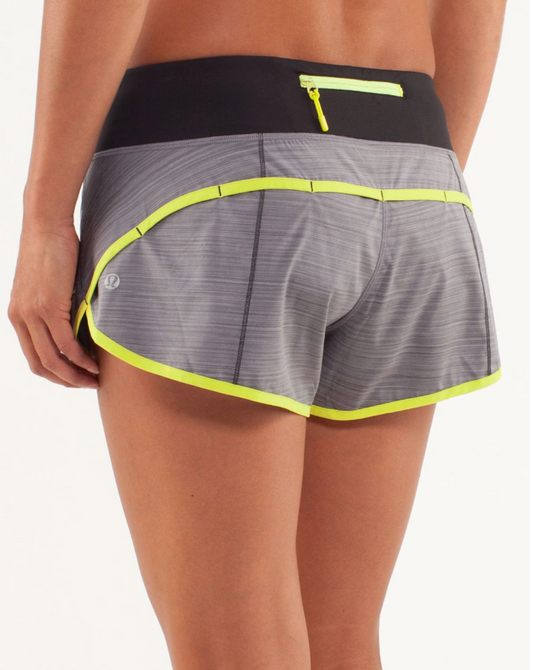 Lululemon Run: Speed Short 2.5" Inseam Twisted Stripe Fossil/Split Pea Black Sz 2