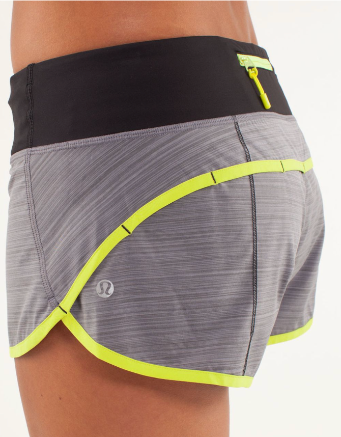 Lululemon Run: Speed Short 2.5" Inseam Twisted Stripe Fossil/Split Pea Black Sz 2