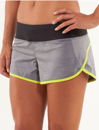 Lululemon Run: Speed Short 2.5" Inseam Twisted Stripe Fossil/Split Pea Black Sz 2