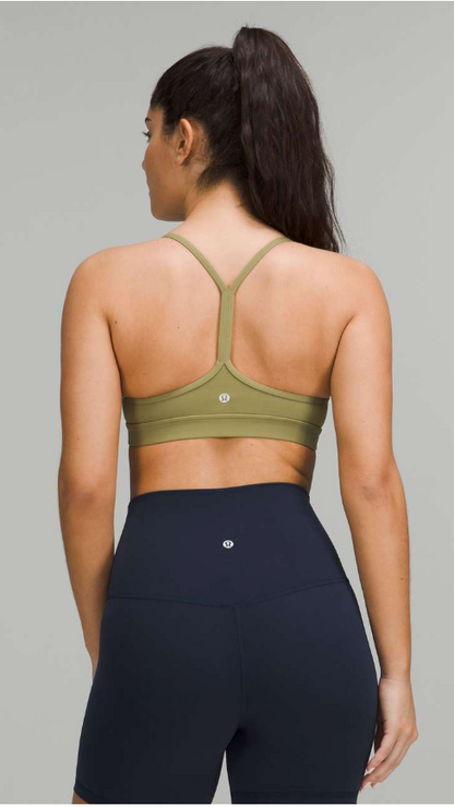 Lululemon Flow Y Nulu Bra Light Support, A–C Cups Bronze Green Sz 4