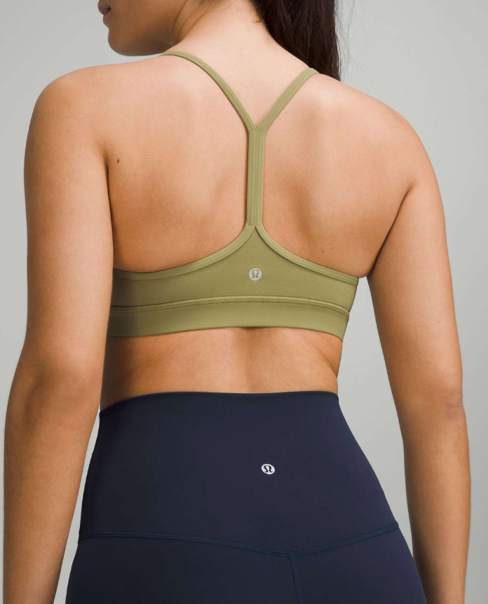 Lululemon Flow Y Nulu Bra Light Support, A–C Cups Bronze Green Sz 4